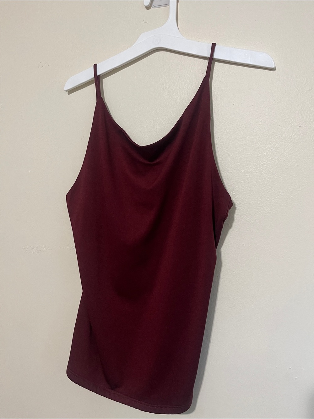 Women's Burgundy Cowl Neck Camisole Tank Top